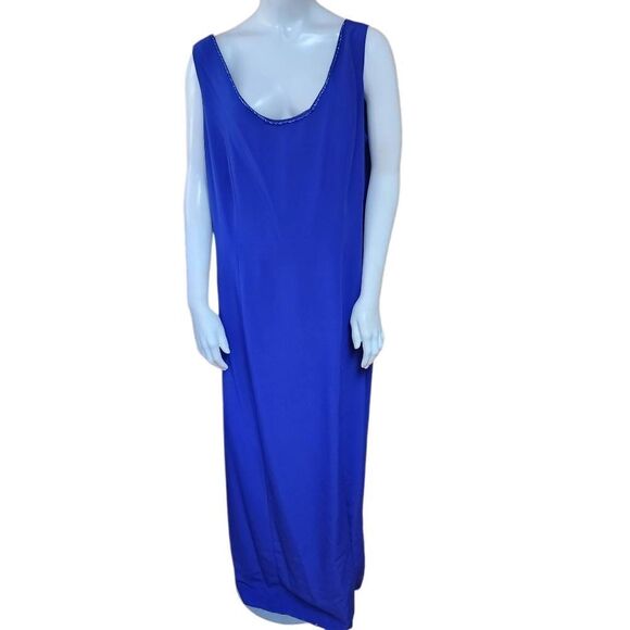 Malas New York Blue Evening Gown & Beaded Jacket Set (20) - Picture 5 of 8